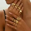 2025 New 6PCS Punk-Style Alloy Electroplated Irregular Exaggerated Flower Ring For Women Elegant Baroque Limited Pearl Ring Jewe
