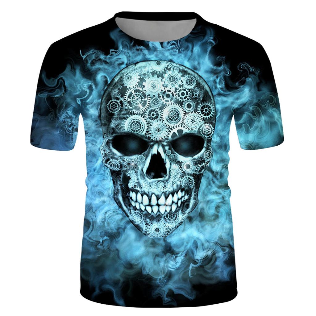 Men's Fashion Casual Loose 3D Cool Printing Round Neck Pullover T-Shirt Top