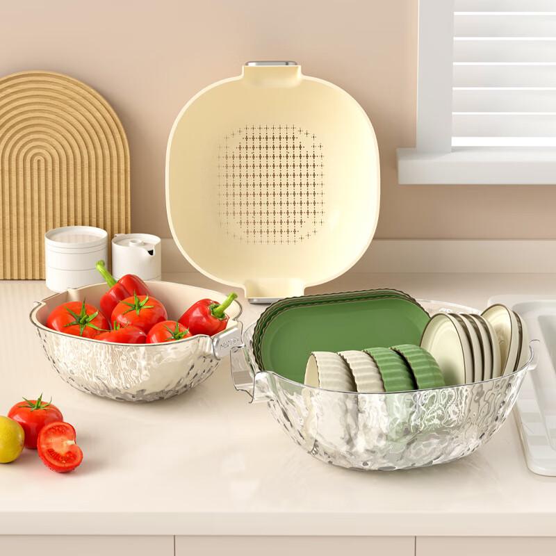 ABXTAO Double-Layer Plastic Drain Basket Set