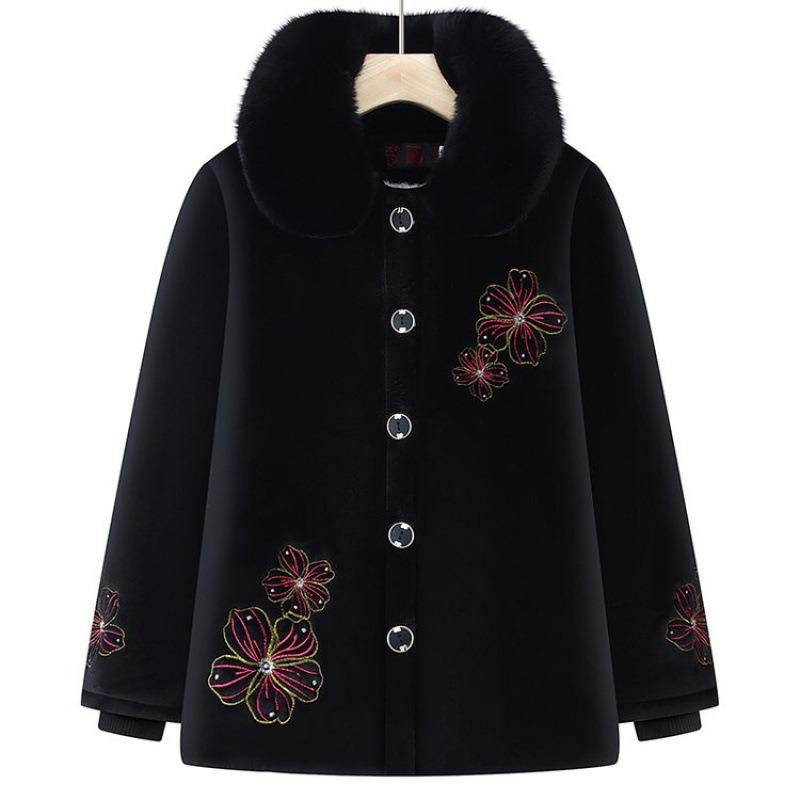 Winter cotton-padded clothes with fur collar old lady cotton-padded clothes piled and thickened old cotton-padded jackets warm women