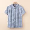 YUZHAOLIN Women's Plaid Cotton Short-Sleeve Shirt