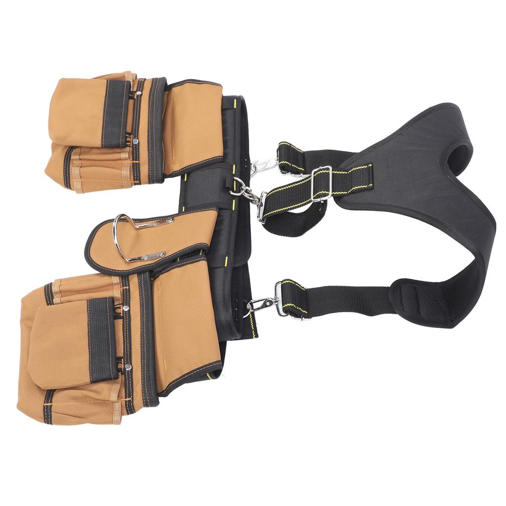 Construction Tool Belt Adjustable 1200D Oxford Cloth Pockets Tool Belt with Pouches and Metal Tape H