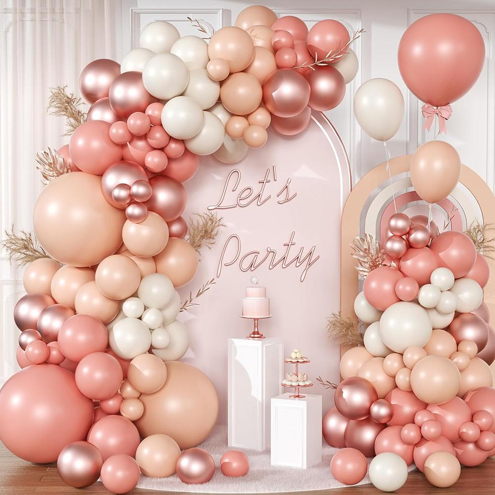 Retro Pink Balloons Garland White Sand Nude Gold Balloons Arch Kit Wedding Gender Reveal Graduation New Year Decoration Globos