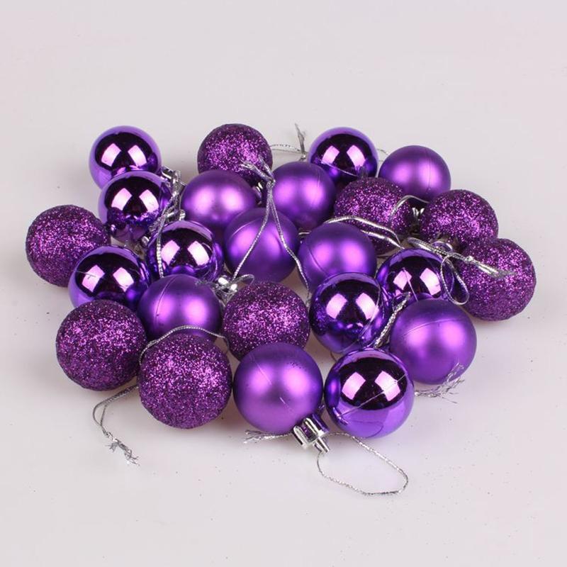 24Pcs Hanging Pendants Ornament Decorative Round Plastic Ornaments Ball Party