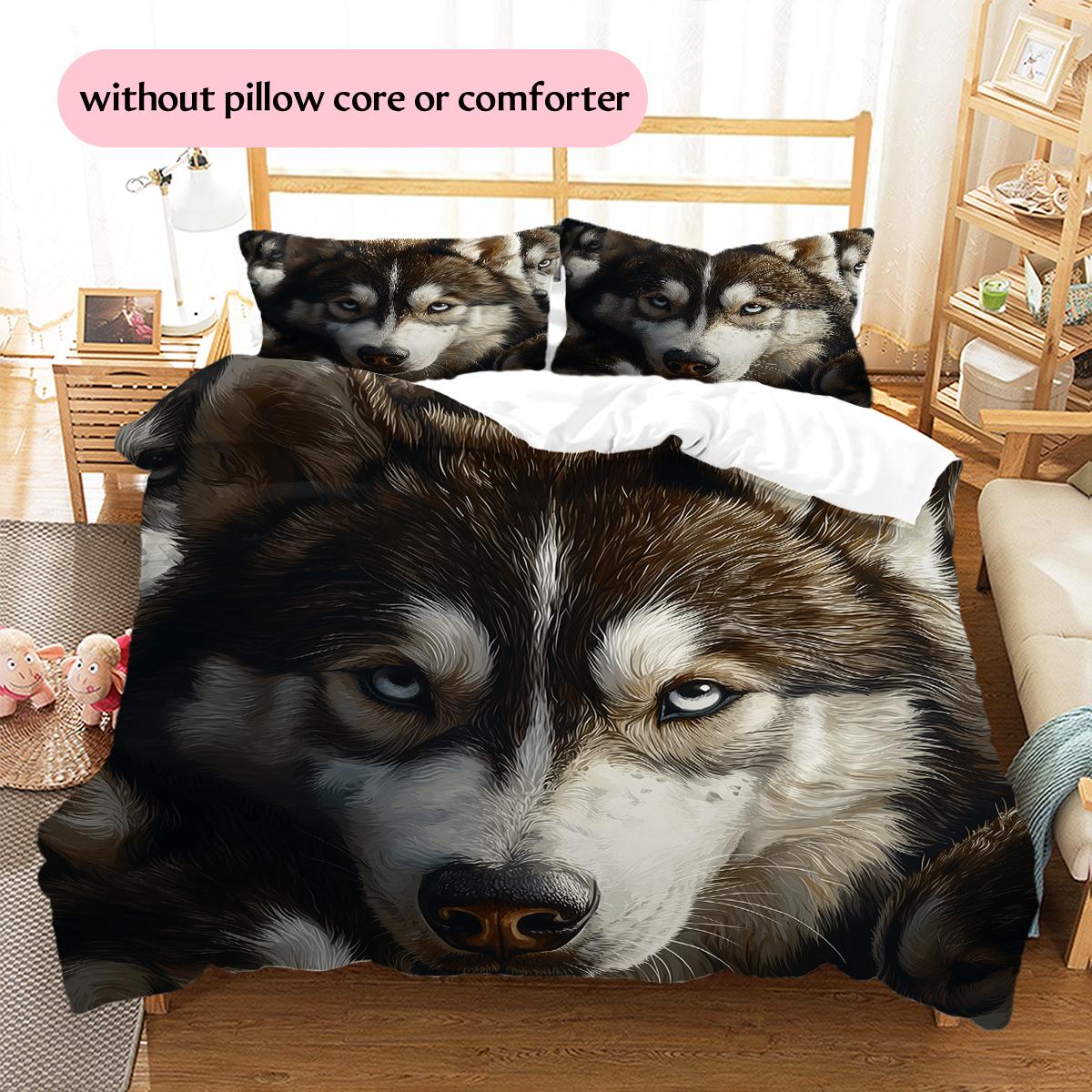 

Постільна білизна з візерунком хаскі Декор для дому Подарунок на день народження (1 * підковдра + 2 * наволочка, без наповнювача) 135x200cm