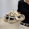 Ladies' casual Sneakers Low cut round toe board shoe Thick soled canvas shoes rough edges Fashion lace up women vulcanized shoes