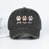 Floral Paw Print Baseball Cap Faith Hope Love Washed Cotton Adjustable Dad Hat Pet Lover Vintage Sun Hat