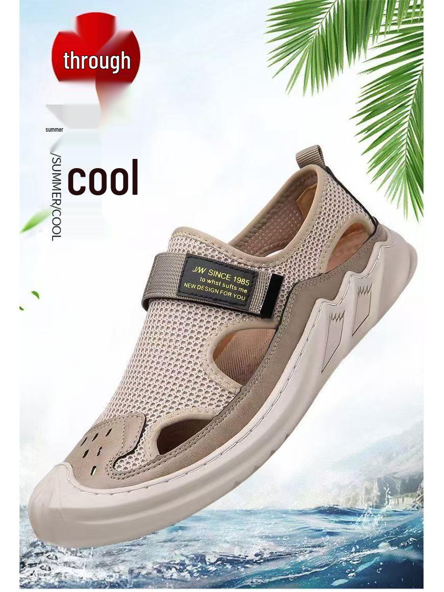 

Breathable Sport Mesh Skate Shoes: Men s Soft Leather, Versatile Youth Fashion, Comfortable Non-slip Sandals 41 коричневий