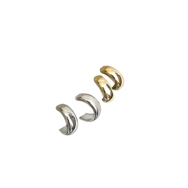 Fashionable Simple Ins Style Gold Silver C-Shaped Ear Cuffs for Women No Piercing Required Earrings Jewelry Gift Set
