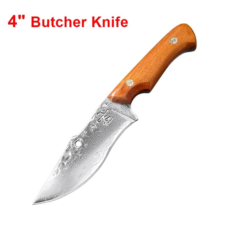 Boning Butcher Knife Fish Fruit Vegetables Kitcher Knives Wood Handle Utility Chef Knife Damascus Cleaver Knife Meat Slicing
