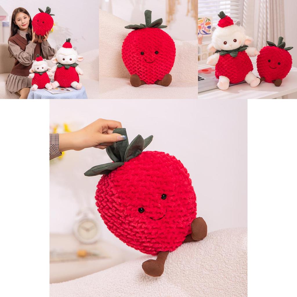 Adorable Strawberry Sheep Plush Toy Soft And Cuddly Stuffed Animal Doll For Kids