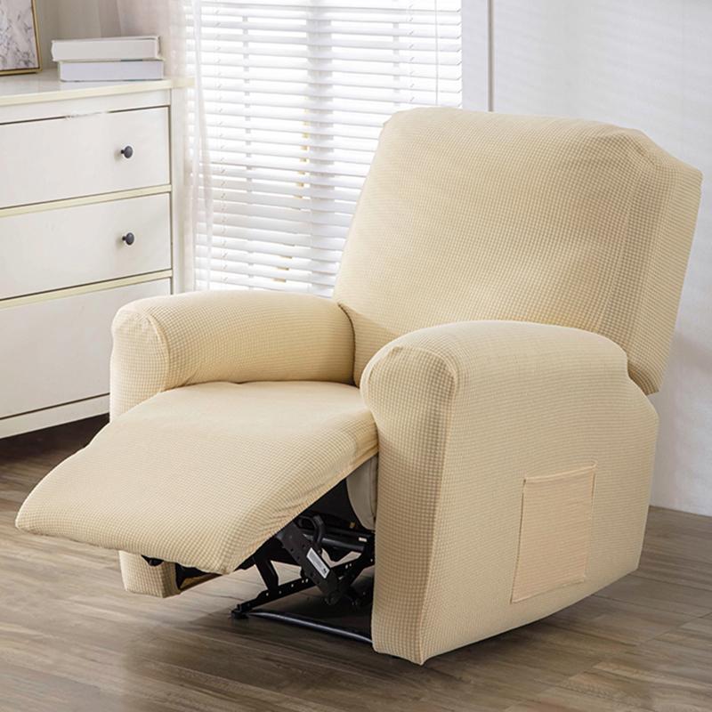 4Pcs/Set Water Repellent Recliner Sofa Cover Polar Fleece Single Relax Armchair Case Elastic Chair Slipcover Furniture Protector