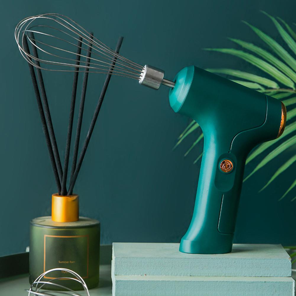 USB Rechargeable Electric Mixer Stainless Steel Egg Whisk Wireless Food Blender Tool with One-Touch Speed Control for Kitchen