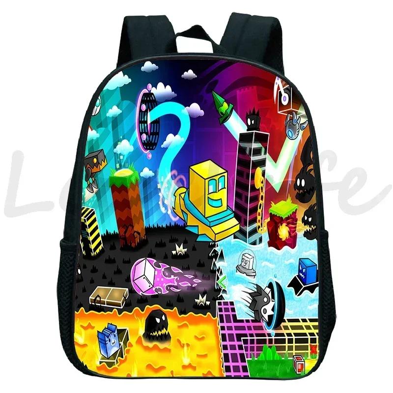 Zaino Kindergarten Geometry Dash Arrabbiato per Bambini e Bambine Zaino Anime Piccola Borsa da Libri Bambini Borse Scolastiche Cartoon Zaino per Bambini