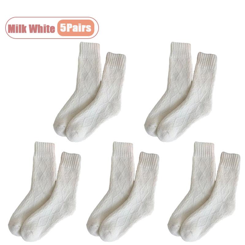 1-10Pairs Winter Plush Socks Women Thick Mid Calf Heating Thermal Long Socks Fall Cold Weather Maternity Postpartum Warm Sock