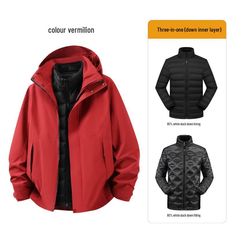 Stone Style Waterproof Shell Jacket with Down Layer and Custom Logo Print