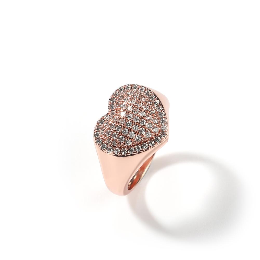 L'ANELLO A FORMA DI CUORE THE BLING KING Completamente Ghiacciato Zirconia Cubica Anello da Festa Micro Pavimentato Bling Gioielli Hiphop Uomo Donna Regalo