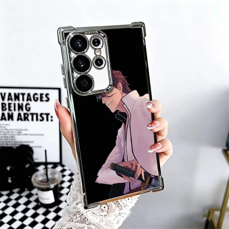 

Bleach Aizen Sousuke Plating Phone Case For Samsung Galaxy S24 S25 FE S26 Edge S23 Ultra S22 S21 Plus S20 Anti-Fall Airabag Cove Samsung S21 FE
