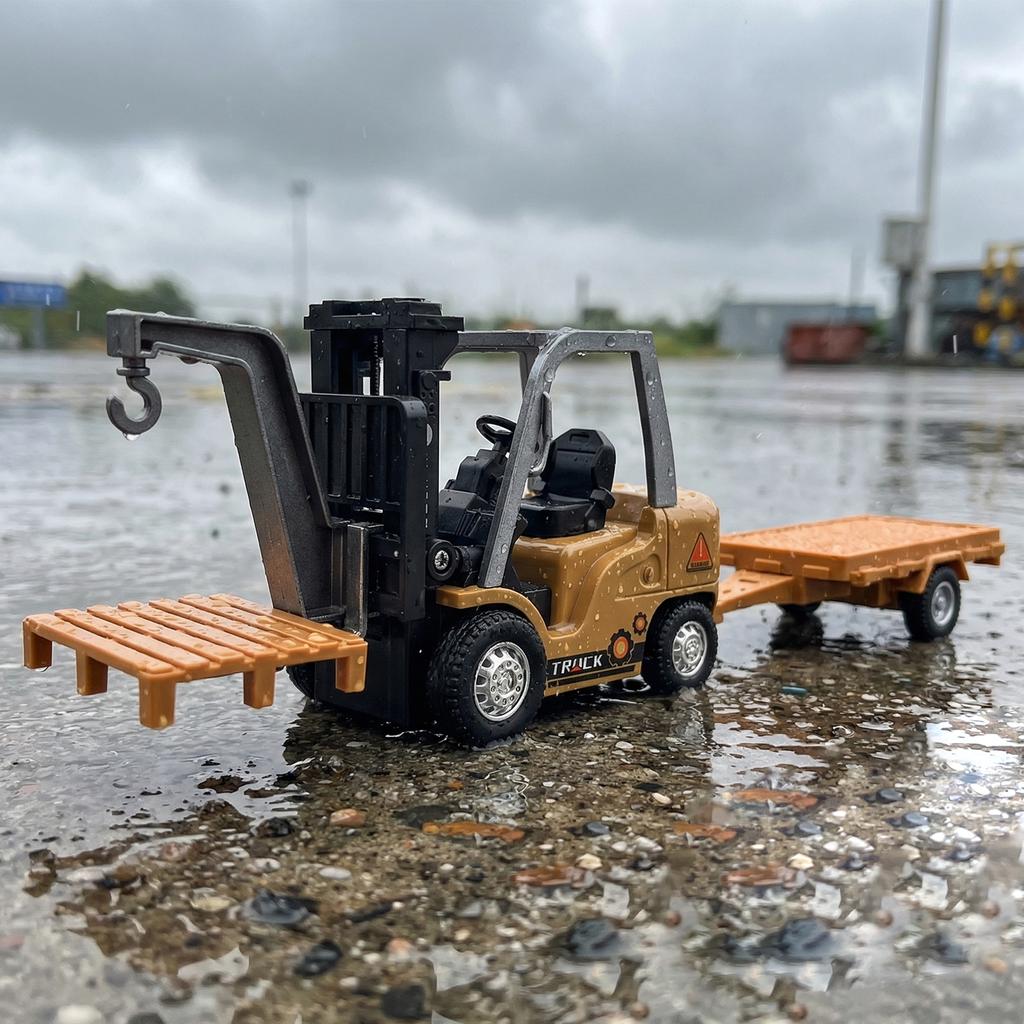 1:Modèle de chariot élévateur en métal moulé sous pression à l'échelle 64 télécommandé jouet grue pour enfants avec chariot de connexion cadeau pour garçon