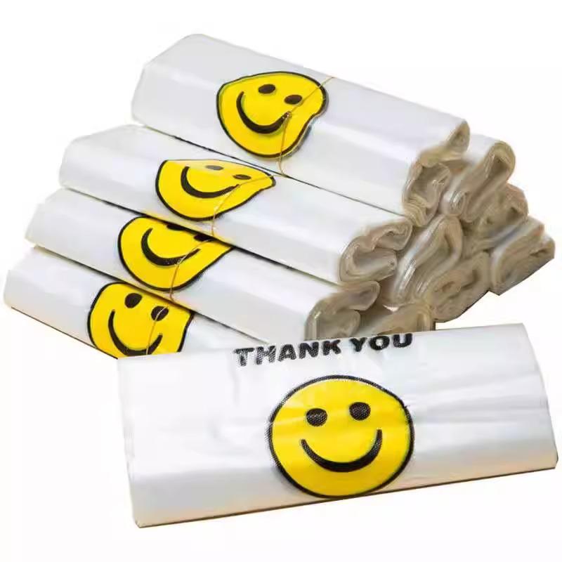 100 pcs Smiley Face Thick Transparent Plastic Food Bags with Free Shipping