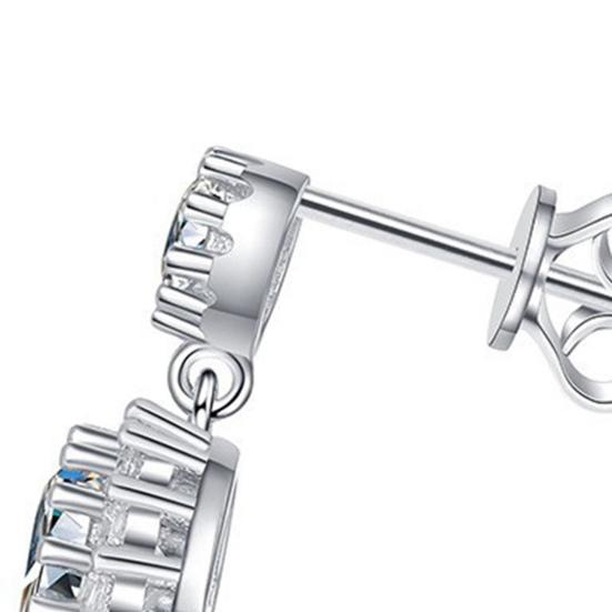 1 Pair Stud Earrings White Cubic Zirconia Stones Ear Studs High Transparency Women Earrings Temperament Versatile Jewelry Gift