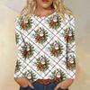 Women's Fashion Casual Long Sleeve  Print Round Neck Top