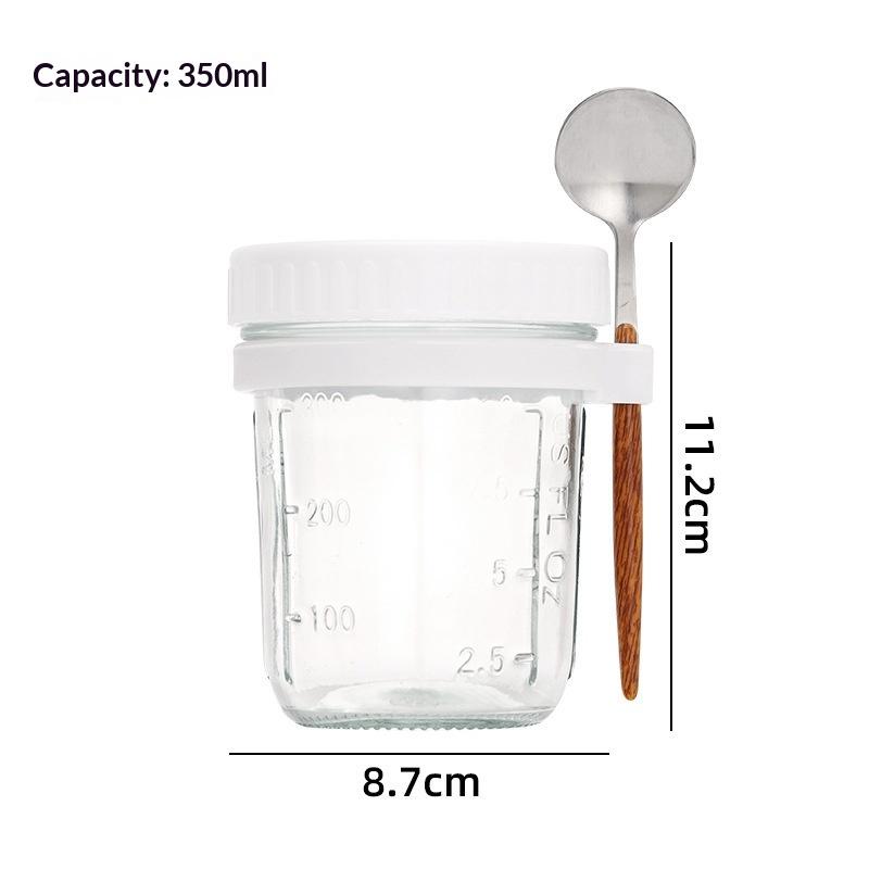 1Pcs 350Ml Reusable Glass Overnight Oats Jar With Spoon Oatmeal Container Food Storage Organizer For Breakfast