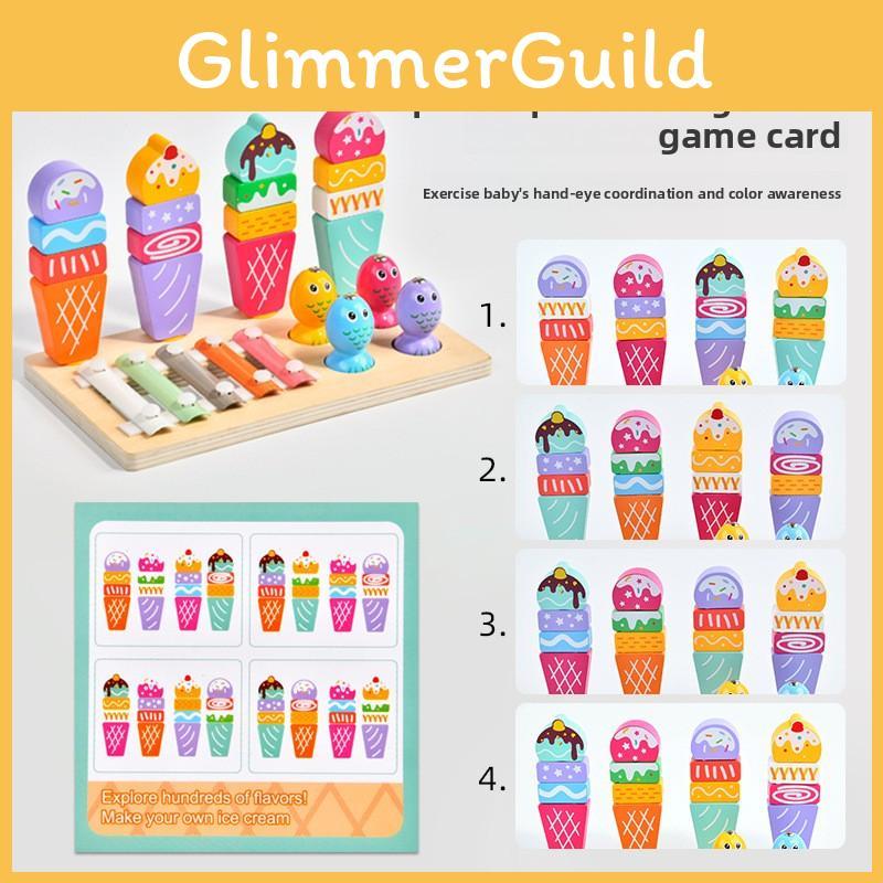 Toy Wooden Ice Cream Fishing Piano Playing Toys For Kids Play Educational