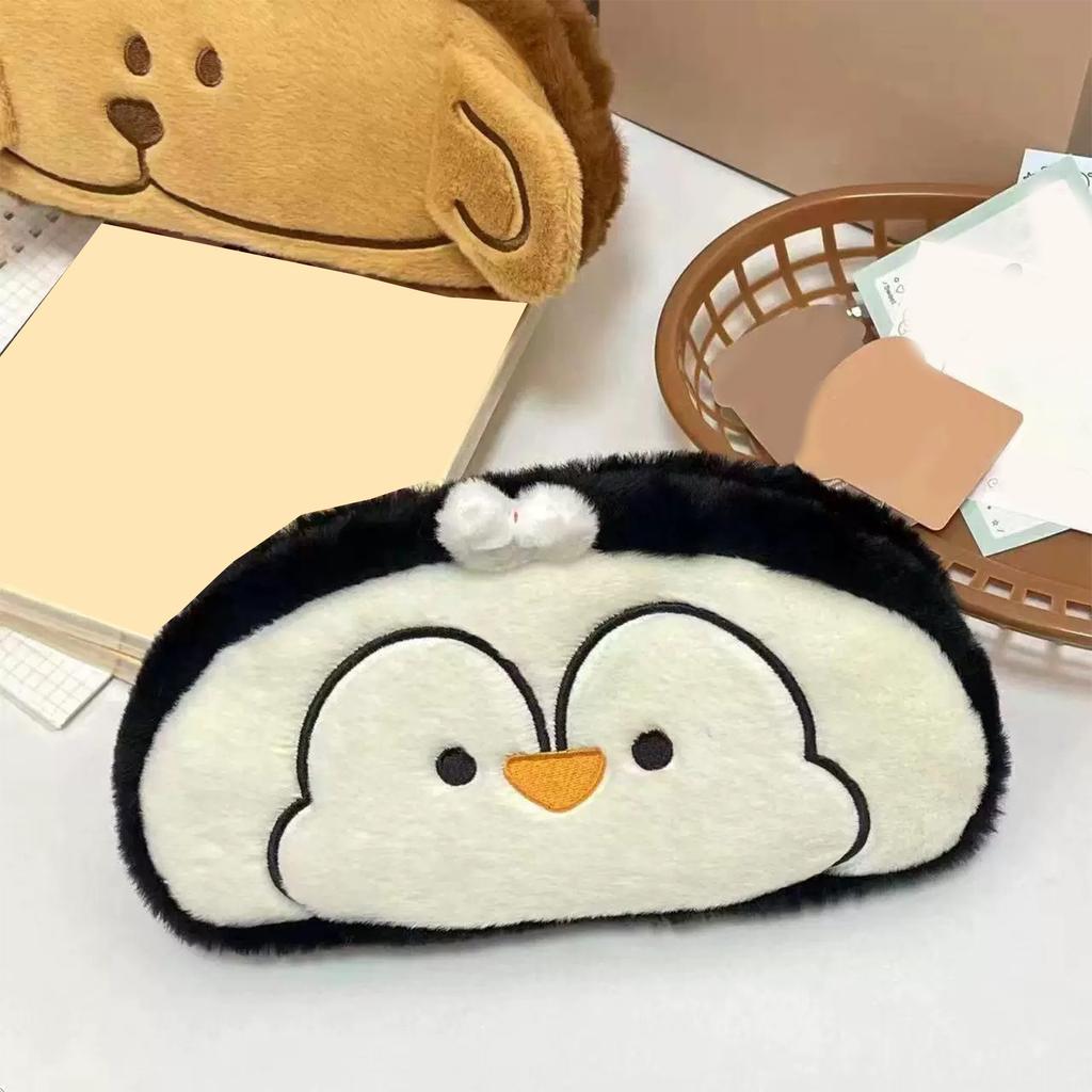 Plush Pencil Case Novelty Animal Pen Pouches Zippered Pencil Bag Large Capacity for Women Girl Student Office School