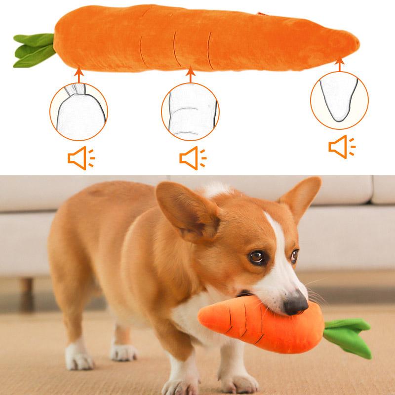 Pet Dog Toy Carrot Plush Toy Vegetable Chew Toy Pet Sound Playing Toy Accessories Dog Toy for Small Medium Large Dogs Universal