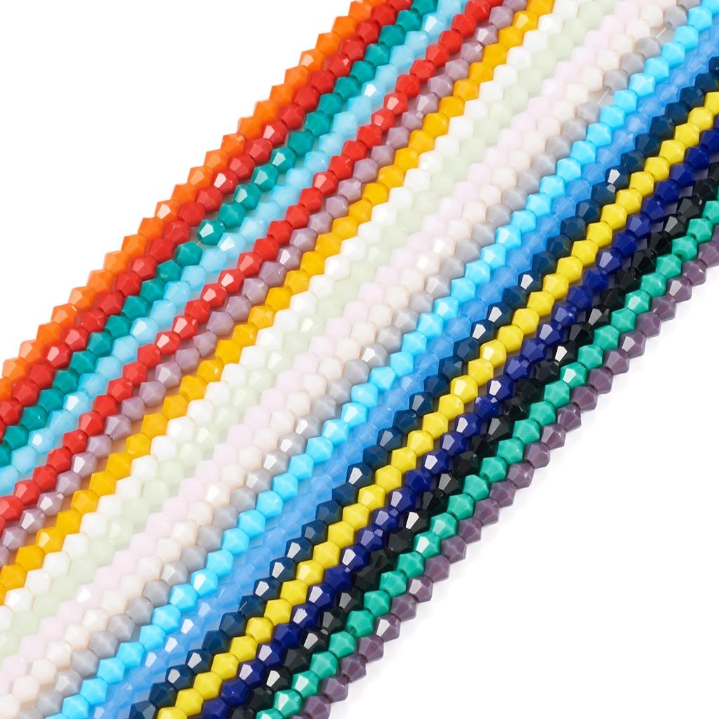Beadthoven Glass Cut Beads, Abacus Beads, Imitation Jade Bicone Beads, 4-4.5x3.5-4mm, Approximately 1780-1920 Pieces, Colorful Faceted Glass Beads,