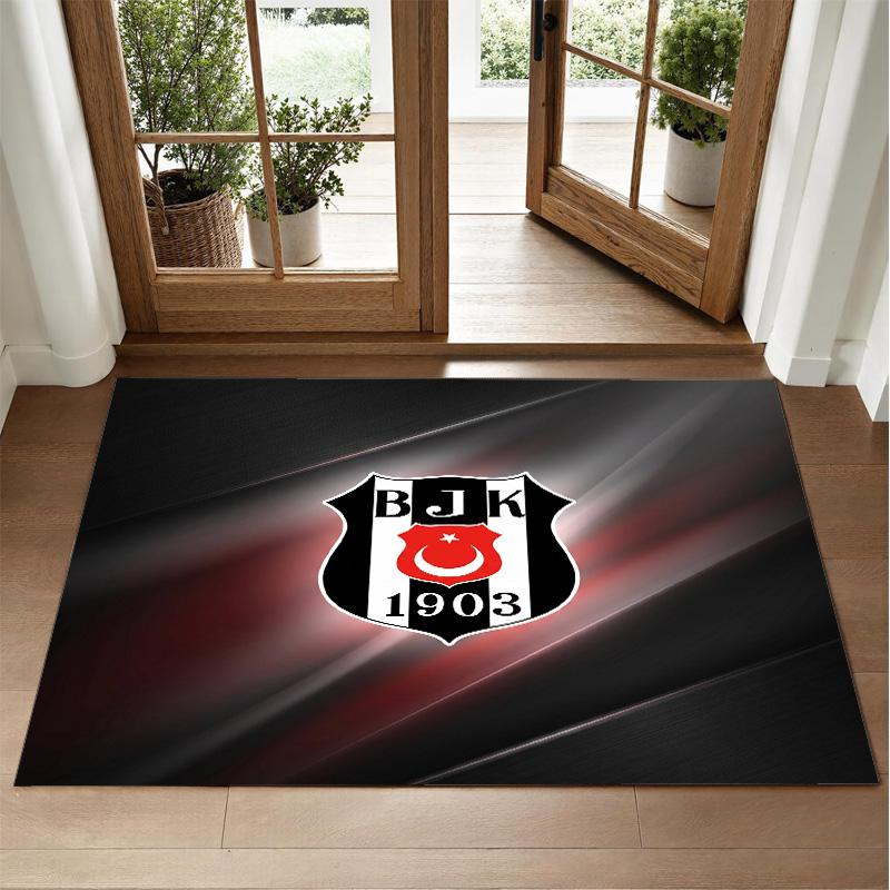 Beşiktaş FC Design Crystal Velvet Rug Soft Decorative Mat for Bedroom Entrance