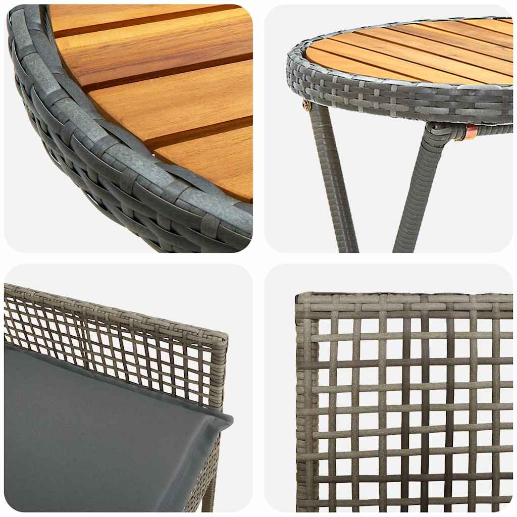 Garden Bistro Set 3 pcs Grey Poly Rattan