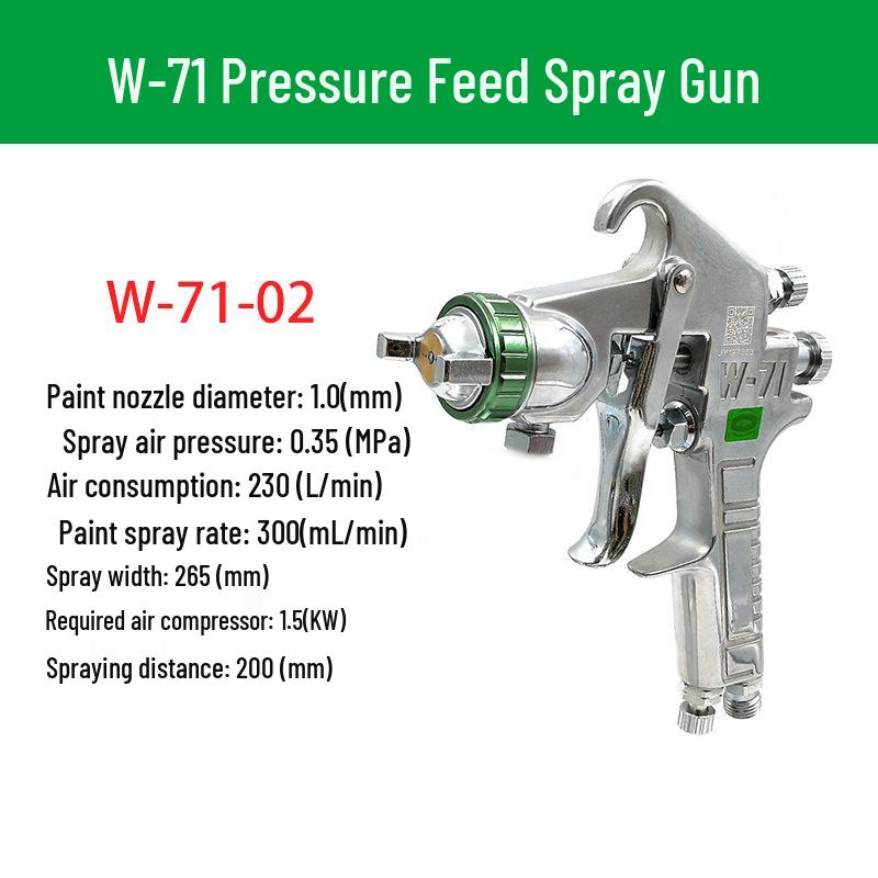 W-71 High Atomization Spray Gun for Sheet Metal, Automotive, Furniture, and Woodworking with Latex and Oil Paint Compatibility.