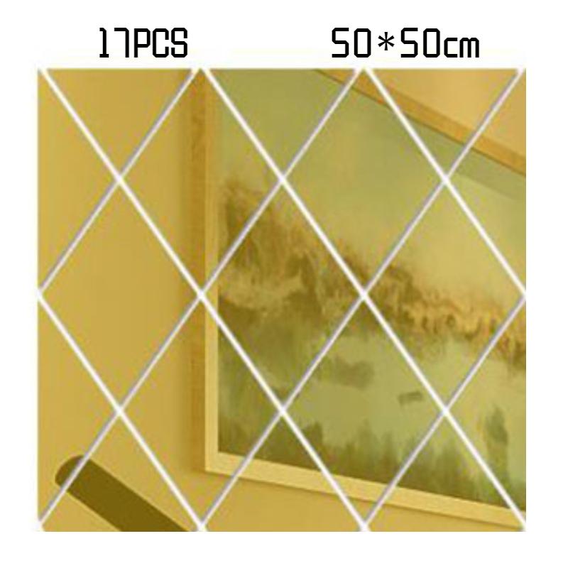 

Wall Acrylic Mirror Stickers Moistureproof Beautification Tv Decor Background 17PCS 50*50cm/19.69*19.69in золотий