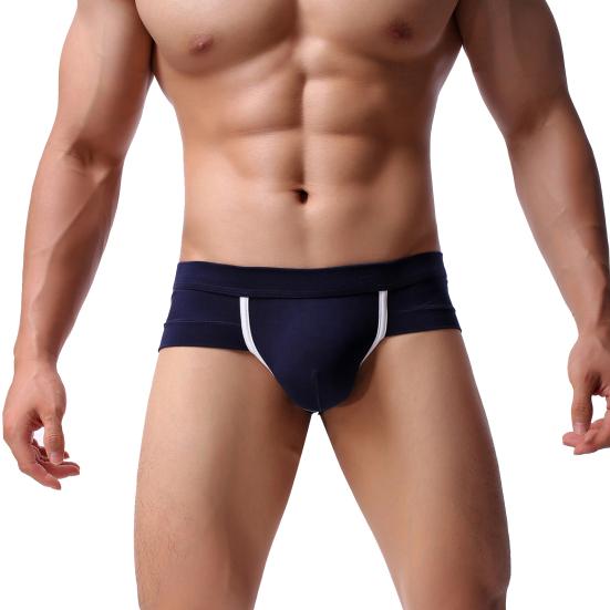Men Underpants Contrast Color Slim Fit Sweat Absorption Wear-resistant Men Briefs for Inside Wear
