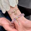 Gilt Pastel Natural Pink Crystal Bracelet, Amethyst Bracelet for Women, Light Luxury Fortune-Bringing Small Gourd, High-End Jewelry Gift