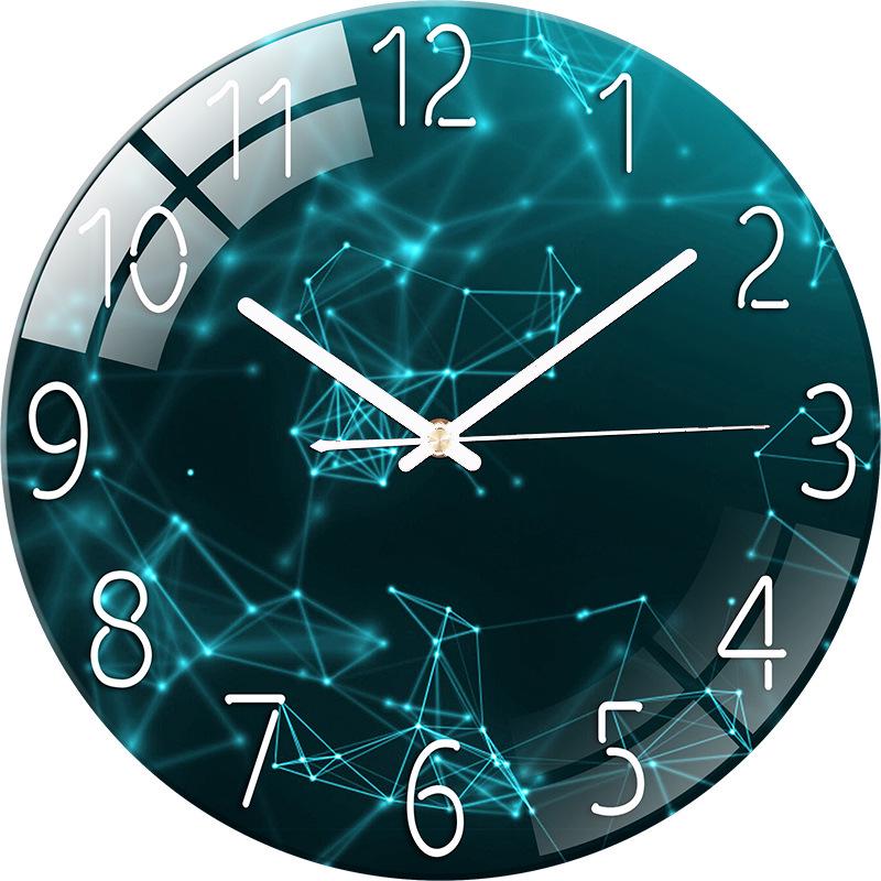 Modern European Silent Quartz Wall Clock - 30cm Glass Design for Living Room or Bedroom