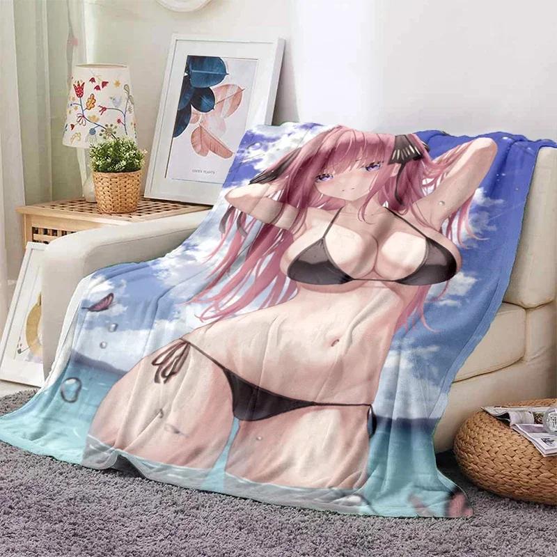Sexy Anime Girls Blanket Soft Plush Flannel Throws Blankets for Sofa Bed Couch Best Gifts All Season Light Bedroom Warm Decke
