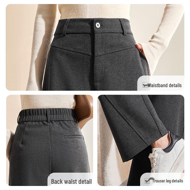 Her Enjoy Women's High-Waist Straight Wide-Leg Wool-Blend Pants