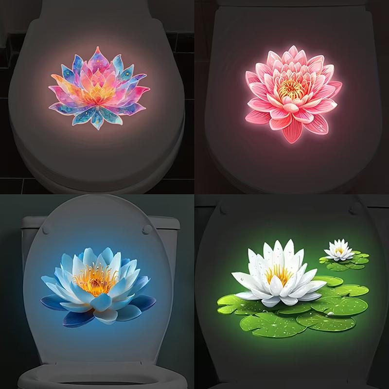 Świecący w ciemności naklejka na klapę sedesu w kształcie kwiatu Samoprzylepna Zdejmowalna Dekoracja łazienki Nocny blask Naklejka ścienna Luminous Toilet Sticker