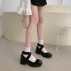 Black Xiaoxiang French square head thick heel Mary Jane shoes women's 2025 new spring and autumn retro skirt light mouth single shoes
