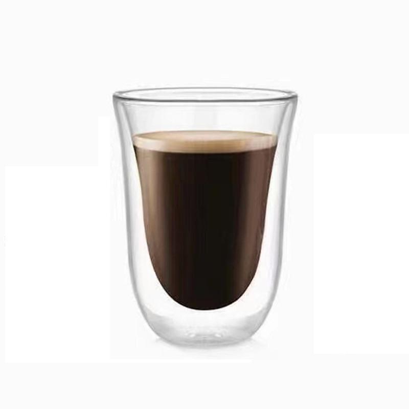 80-230ML dvouvrstvý skleněný hrnek s vysokou tepelnou izolací z borosilikátového skla, šálek kávy a čaje, snídaně, mléko, džus, pivo, průhledný hrnek