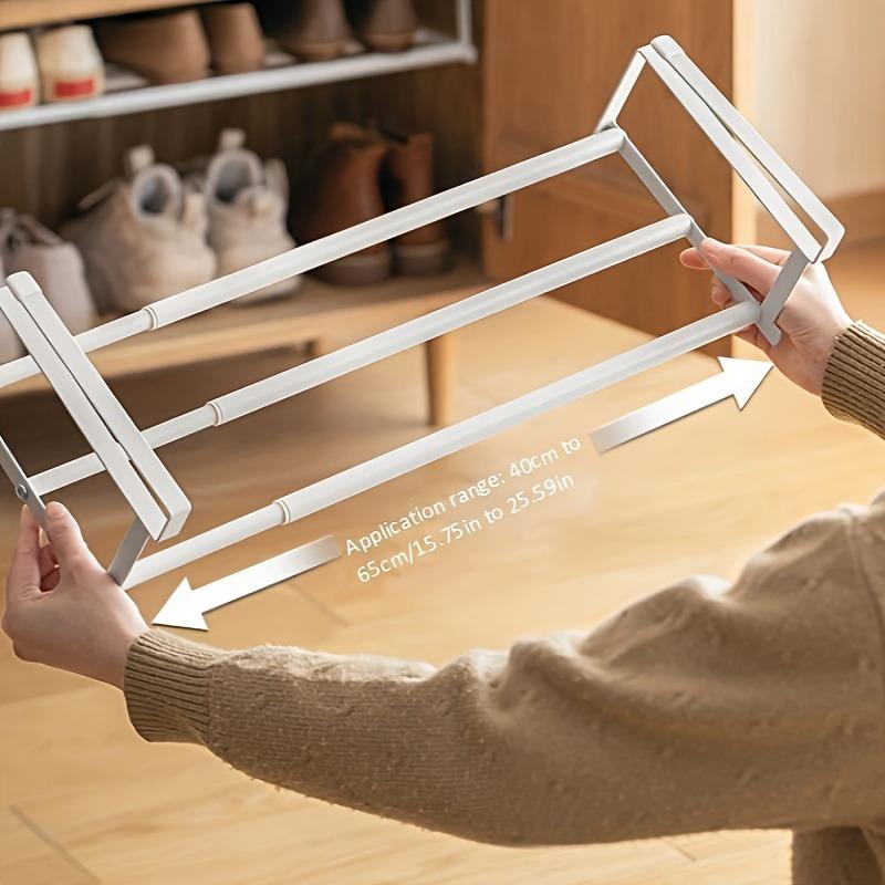 Adjustable Shoe Rack Expandable Closet Shelf Storage Organizer Under Hanging Cabinet Rack Metal Holder For Shoes