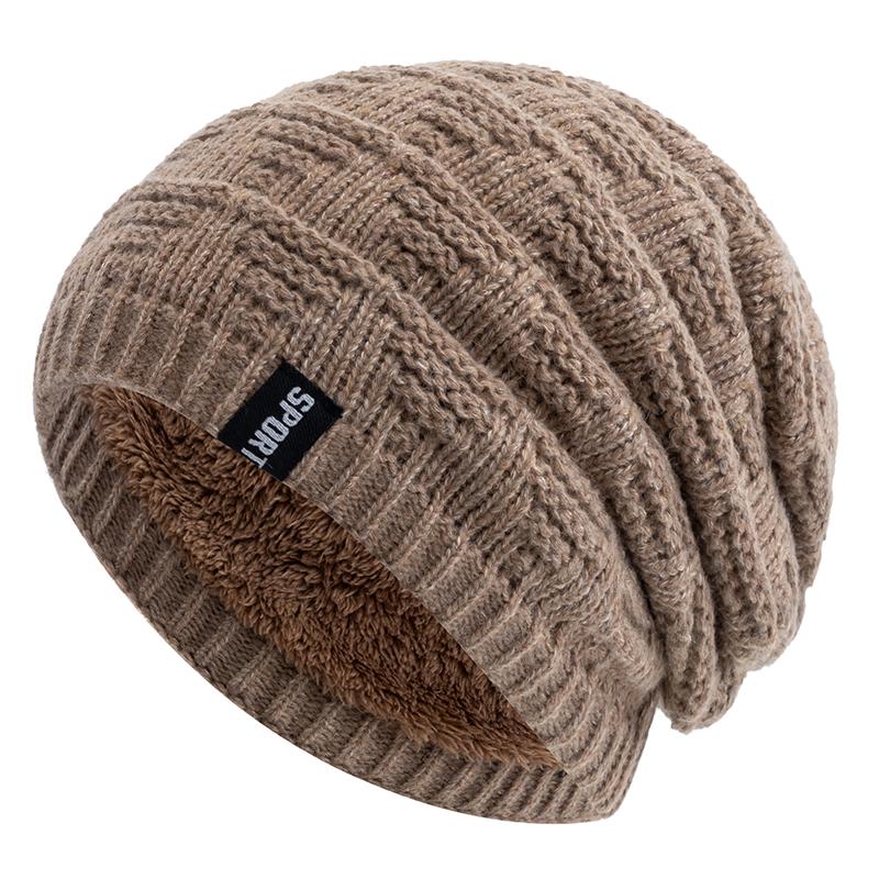 

Новый стиль Унисекс Повседневная Шапка-бини Плюшевая Меховая Подкладка Шапки для Мужчин Женщин Сохраняют Тепло Вязаная Шапка Модная Однотонная Лыжная Спортивная Зимняя Шапка 56cm-60cm хаки