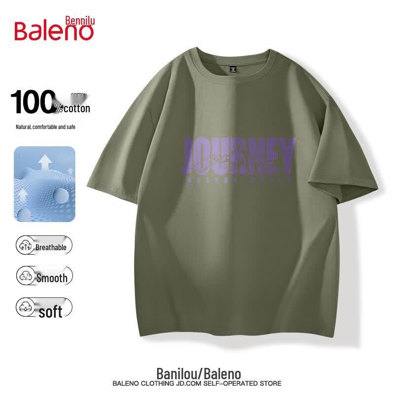 Baleno Men s American Style Loose Fit Cotton Graphic T-Shirt 5XL армия зеленый