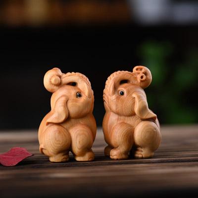 1Pc Handcrafted Wooden Elephant Figurine Versatile Indoor Outdoor Decor For Christmas Diwali New Year Prosperity Gift