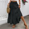 Damen Modischer Einfarbiger Spitzen Elastischer Hoher Bund Böhmischer Stil Lässiger A-Linien Rock