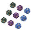 3 sady 12stranných kostek Vodotěsné plastové pro deskové hry Výuka Modrá Fialová Zelená