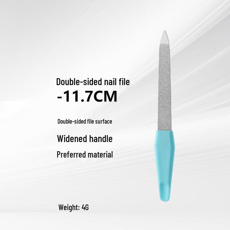 Lime à ongles double face en acier inoxydable avec manche en plastique pour manucure à domicile